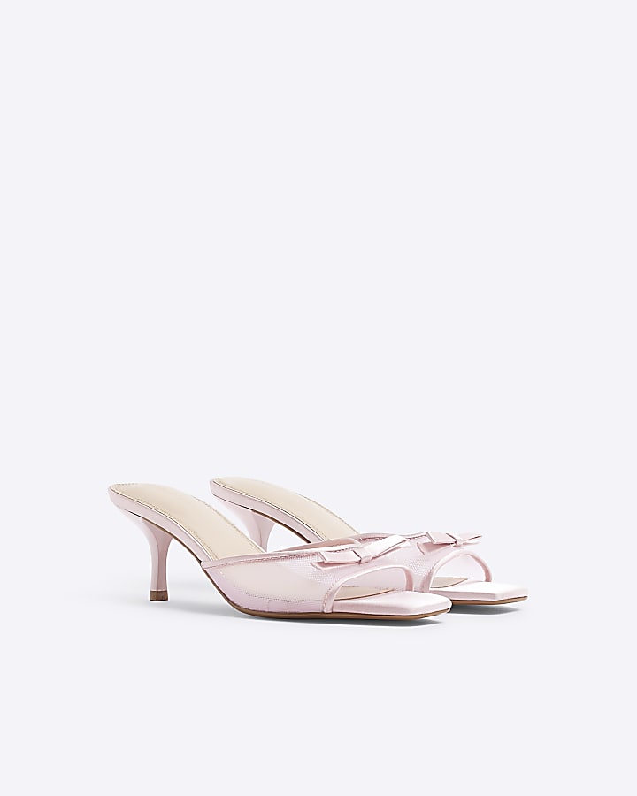 Pink Mini Bow Kitten Heel Mules