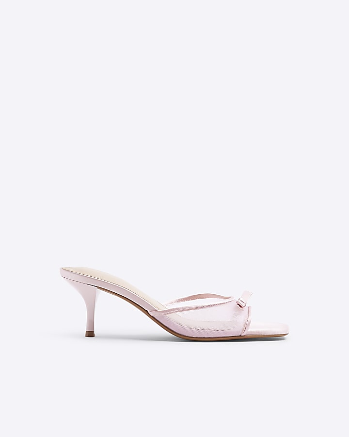Pink Mini Bow Kitten Heel Mules