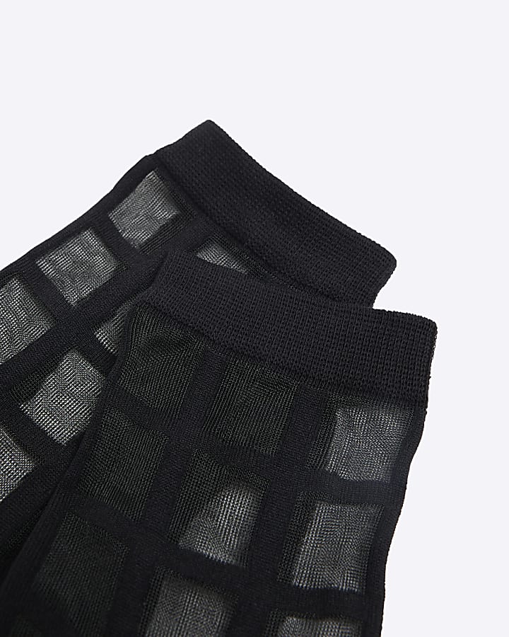 Black Mesh Grid Socks