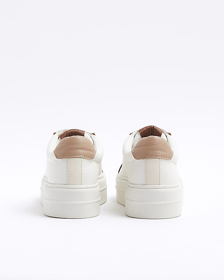 White Laceless platform trainers