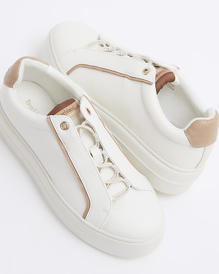 White Laceless platform trainers