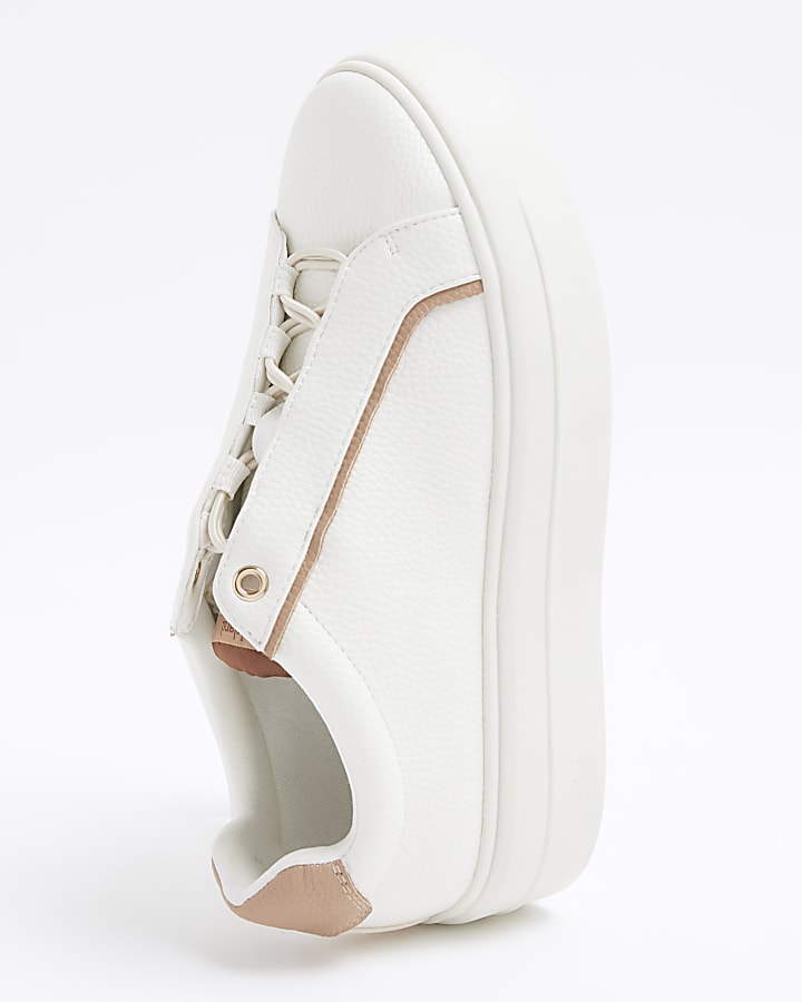 White Laceless platform trainers