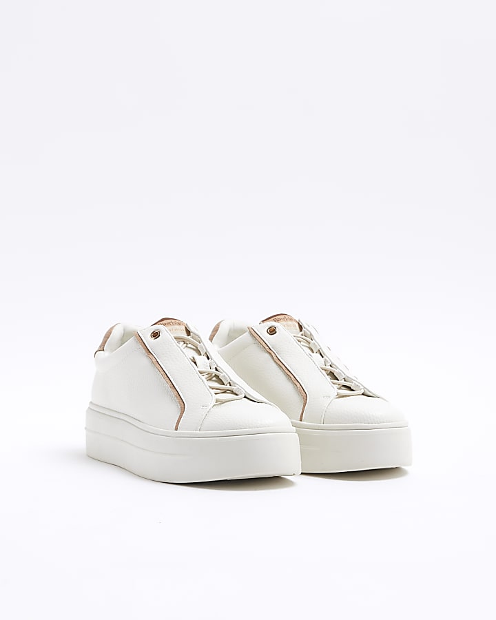 White Laceless platform trainers