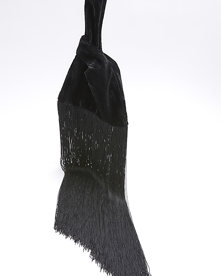 Black tassel clutch bag