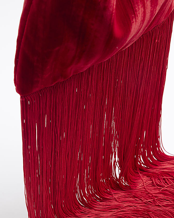 Red tassel clutch bag