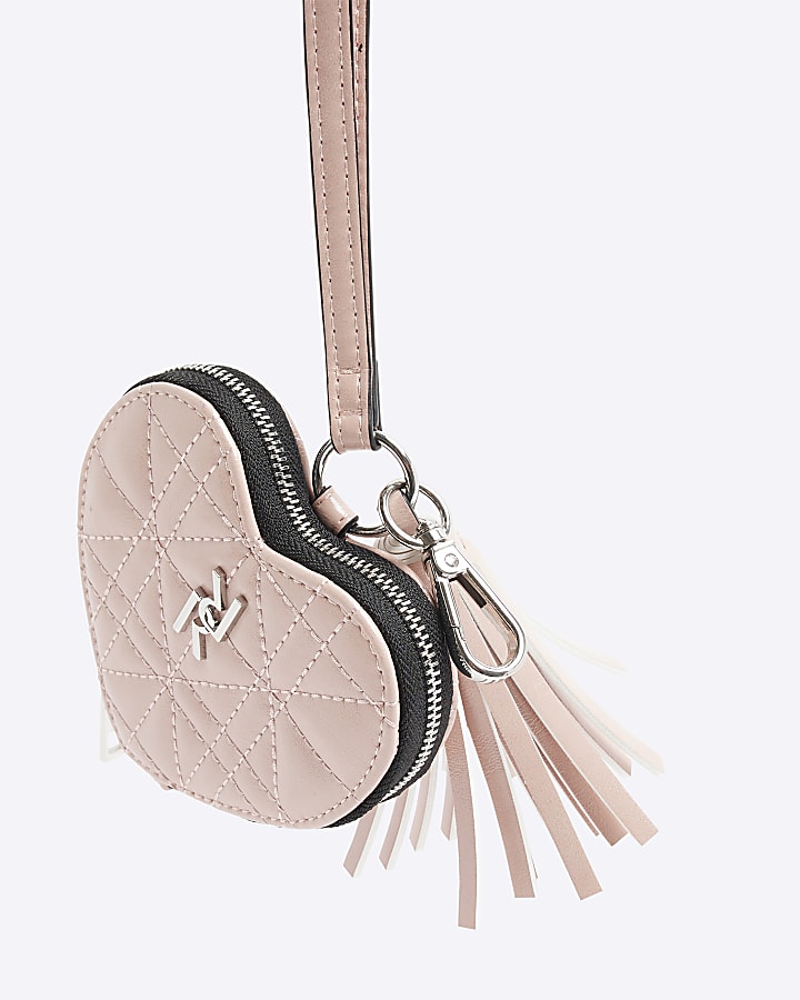 Pink Heart Clip Bag Charm Purse