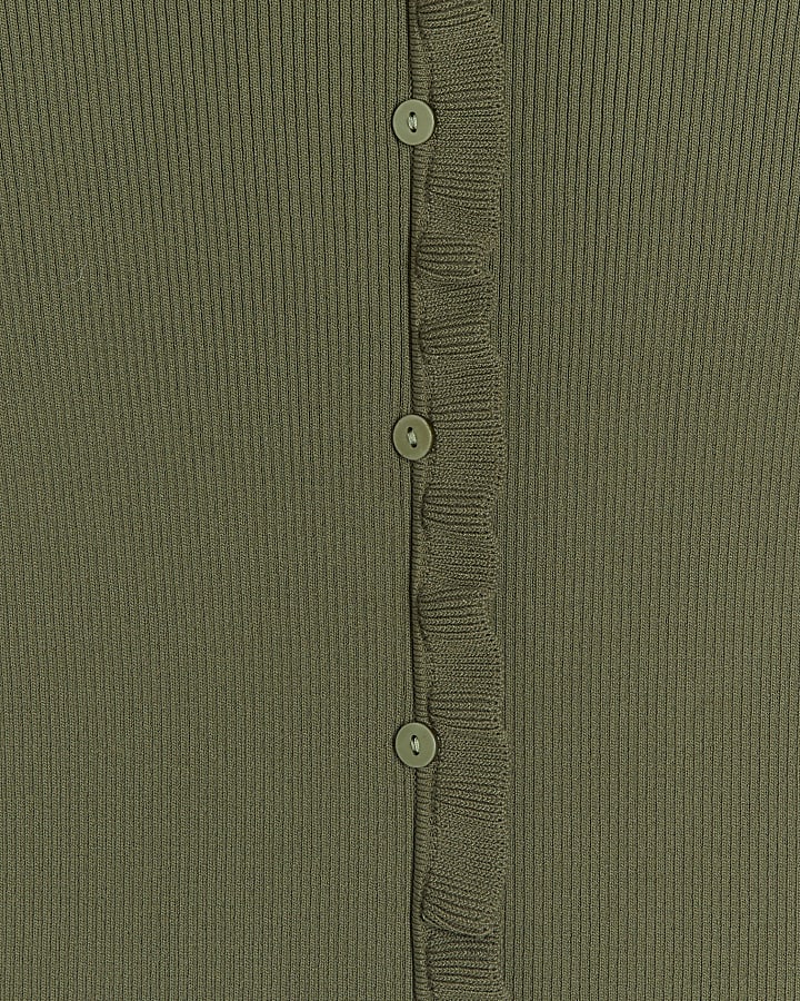 Khaki Ribbed Frill T-Shirt