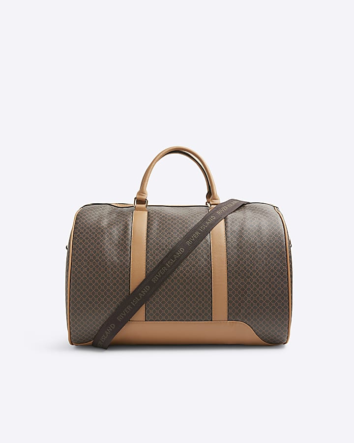 Brown monogram stripe travel bag