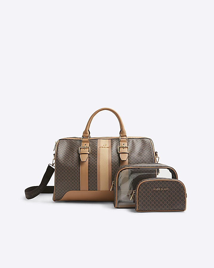 River island monogram weekender bag sale