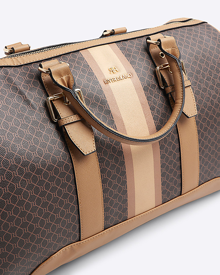 Brown monogram stripe travel bag