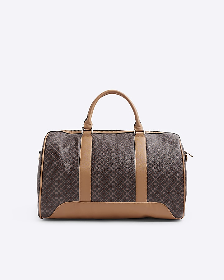 Brown monogram stripe travel bag