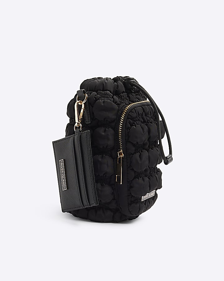 Black quilted bottle holder bag