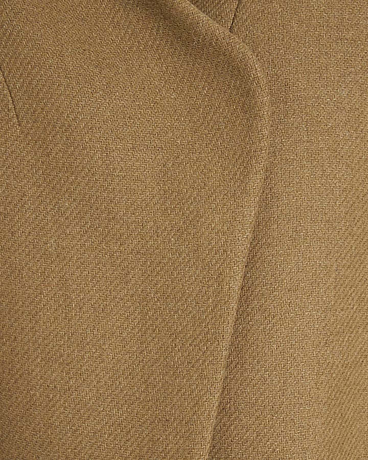 Brown Italian Wool Blend Belted Wrap Coat