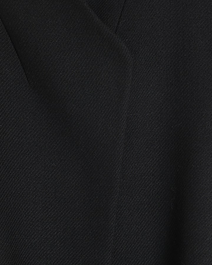 Black Premium Belted Wrap Coat
