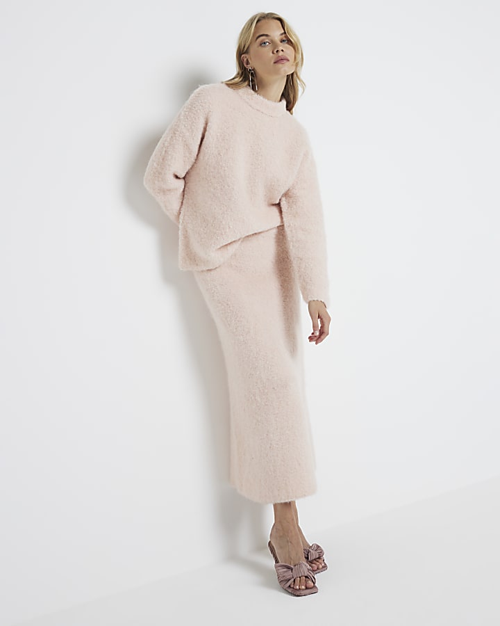 Pink fluffy knit jumper