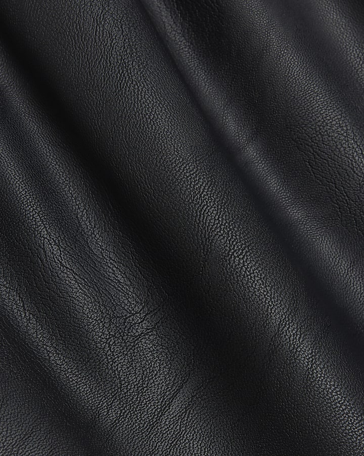 Plus black faux leather wide leg trousers