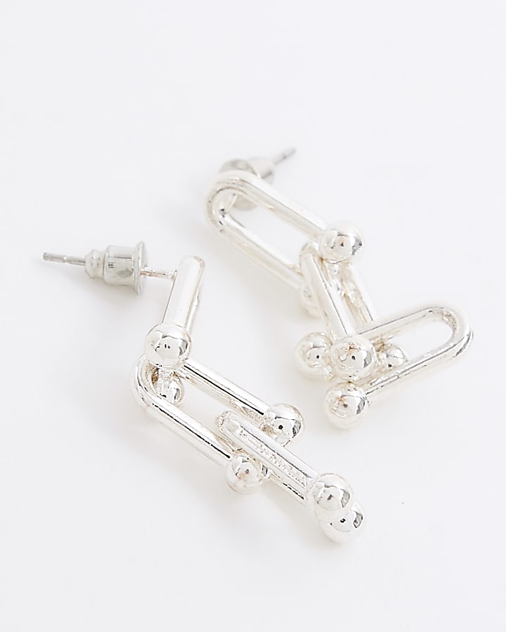 Silver chain link drop earrings