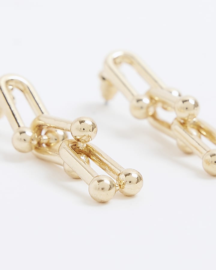 Gold chain link earrings