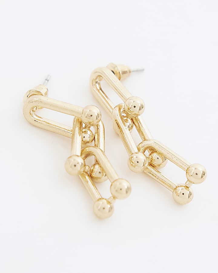 Gold chain link earrings