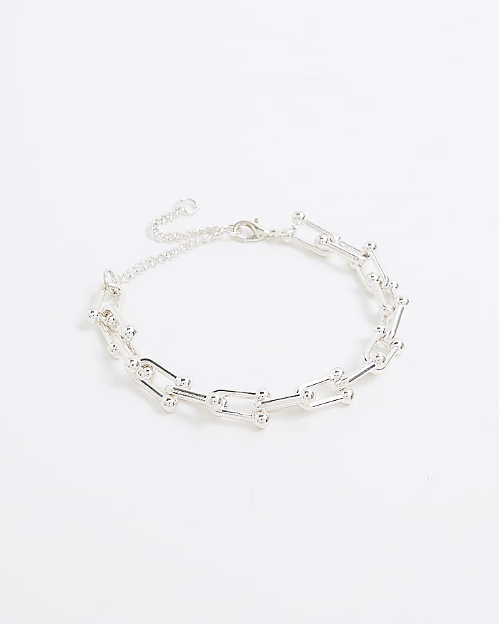 Silver chain link bracelet