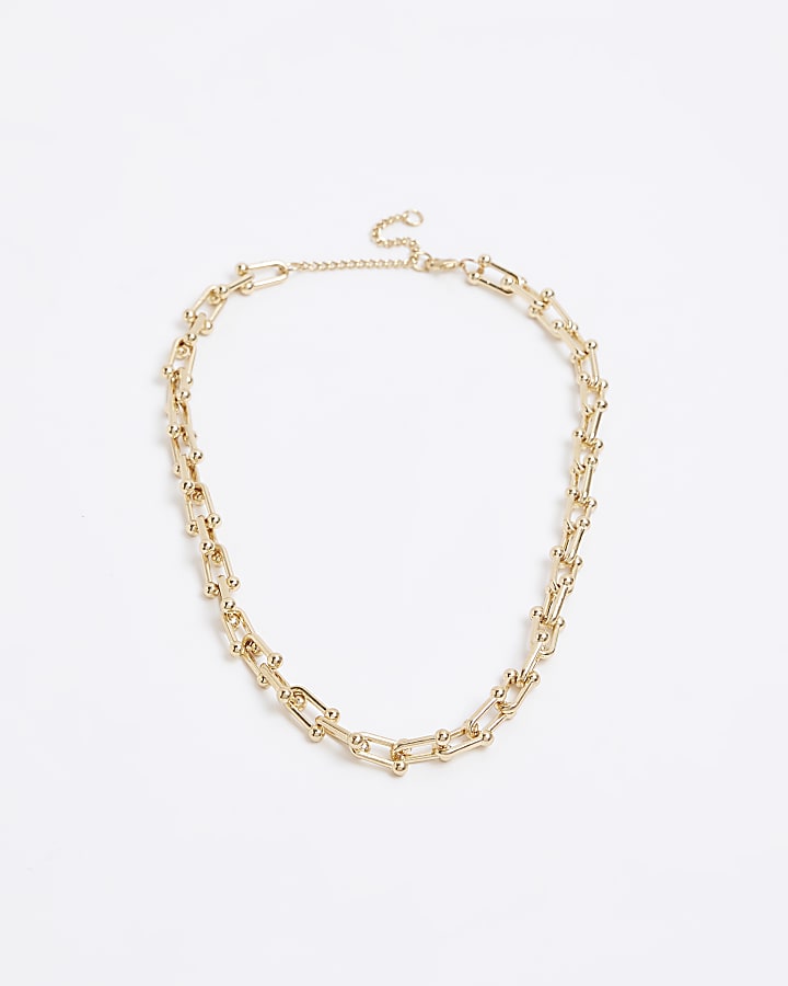 Gold chain link necklace