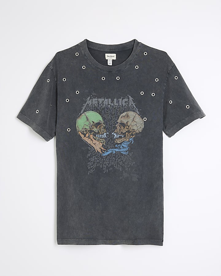 Grey Metallica Eyelet T-shirt