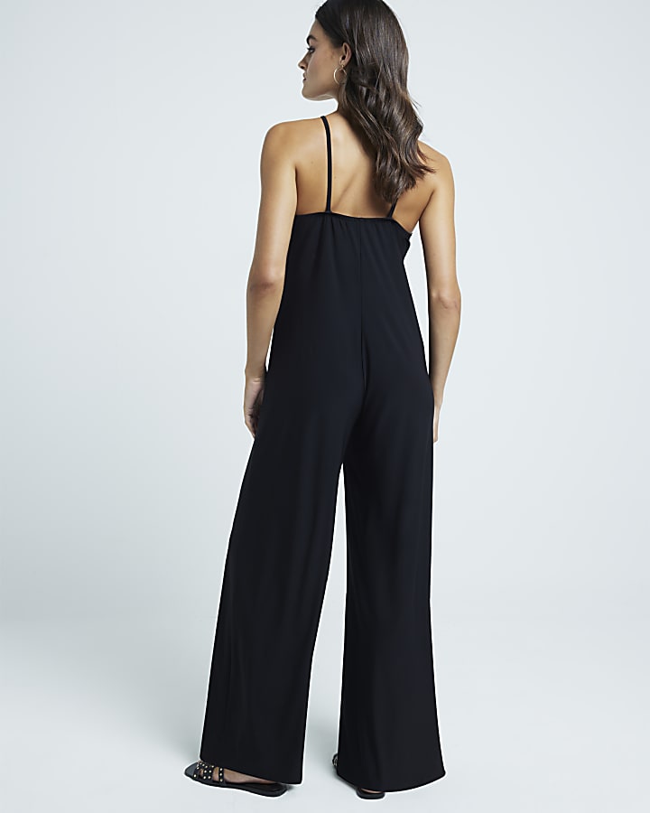 Black Wide Leg Slinky Jumpsuit