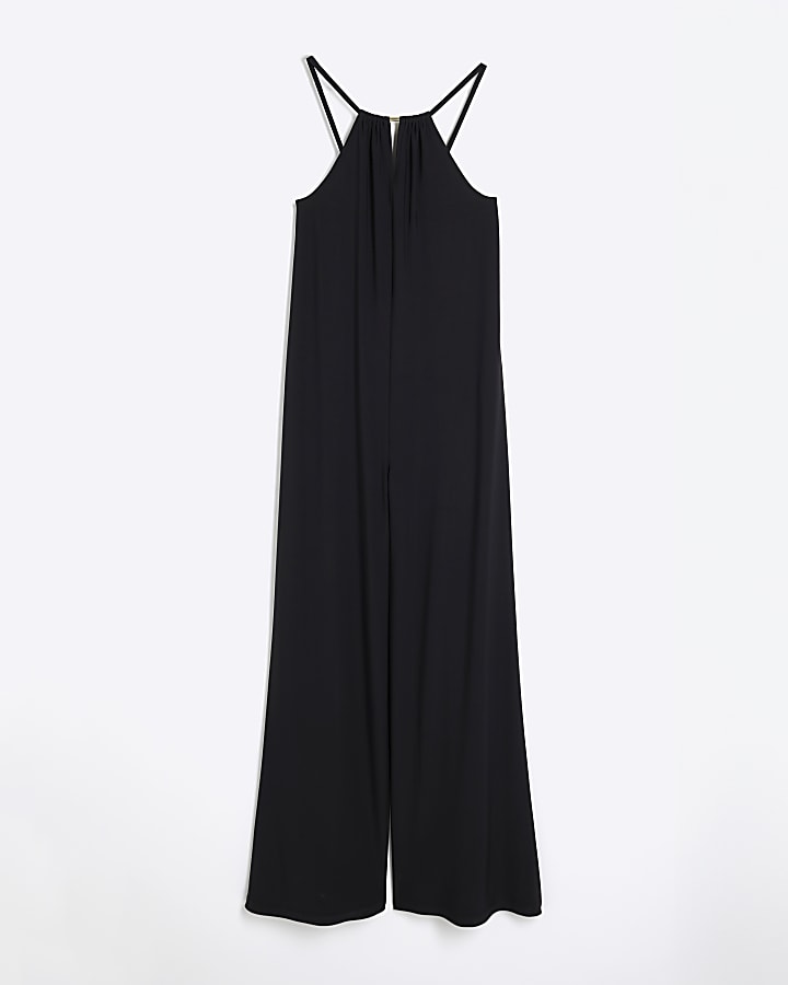 Black Wide Leg Slinky Jumpsuit