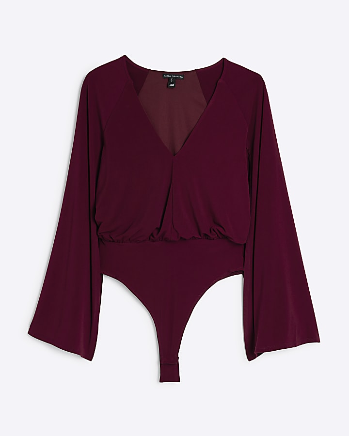 Red Flute Sleeve Bodysuit