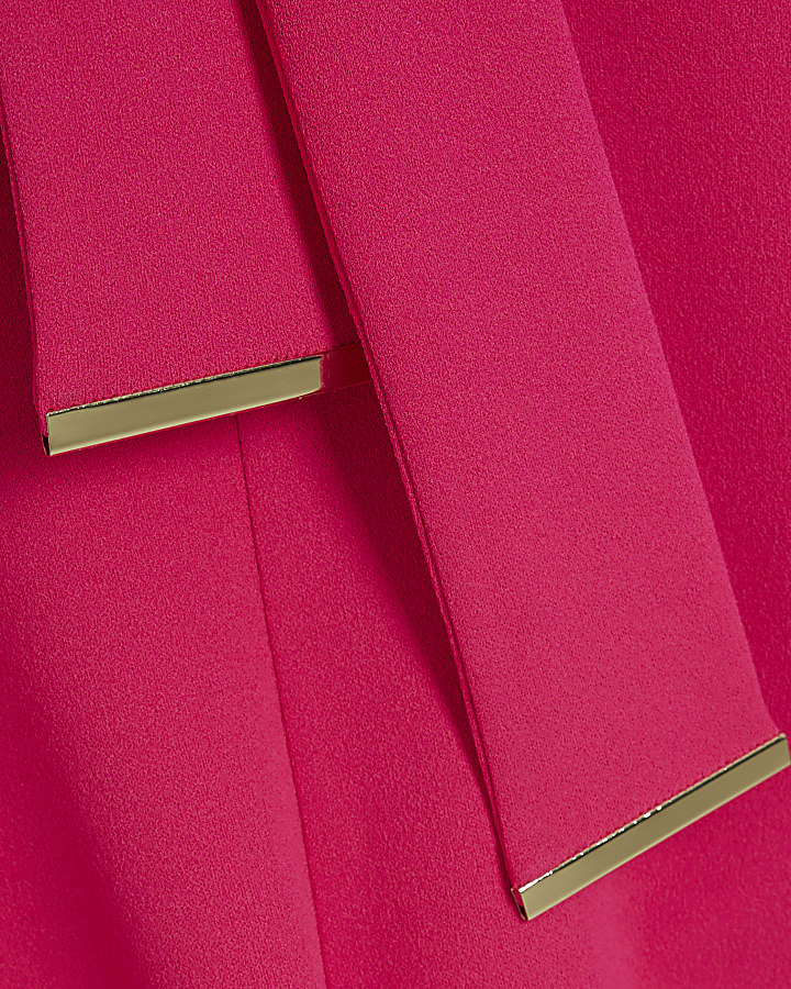Pink halter neck belted playsuit