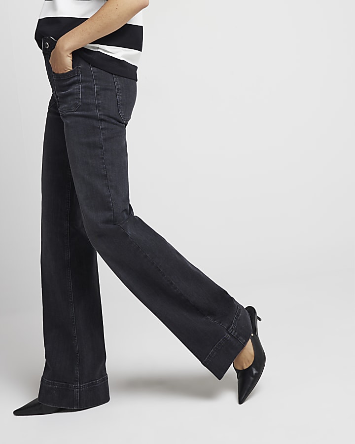 Black high waisted pocket wide leg jeans