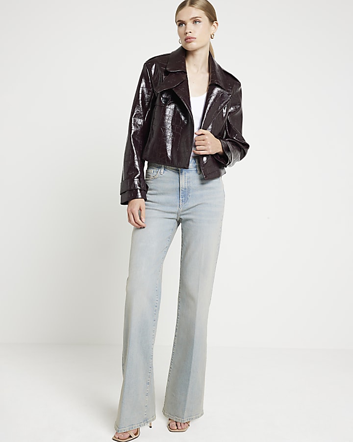 Blue high waisted wide leg jeans