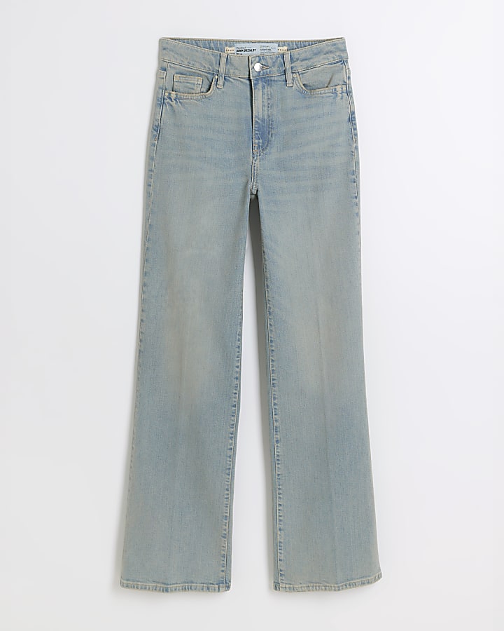 Blue high waisted wide leg jeans