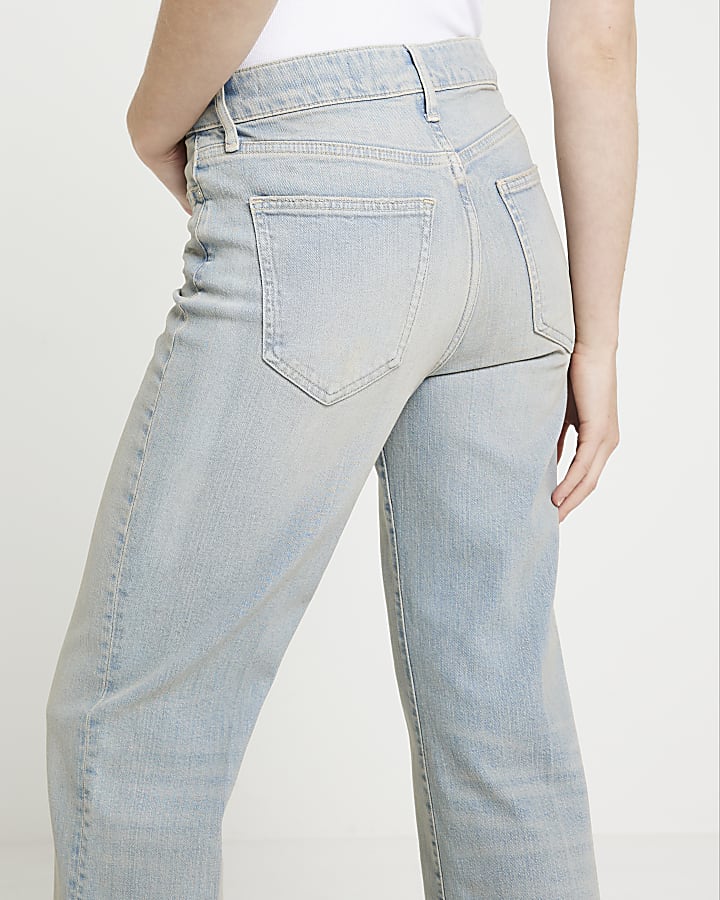 Blue high waisted wide leg jeans