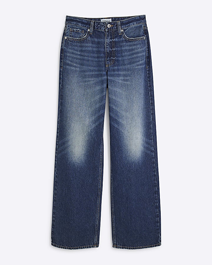 Blue Relaxed Straight Jeans