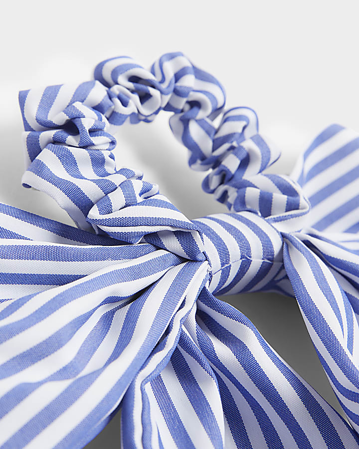 Blue stripe bow hair band