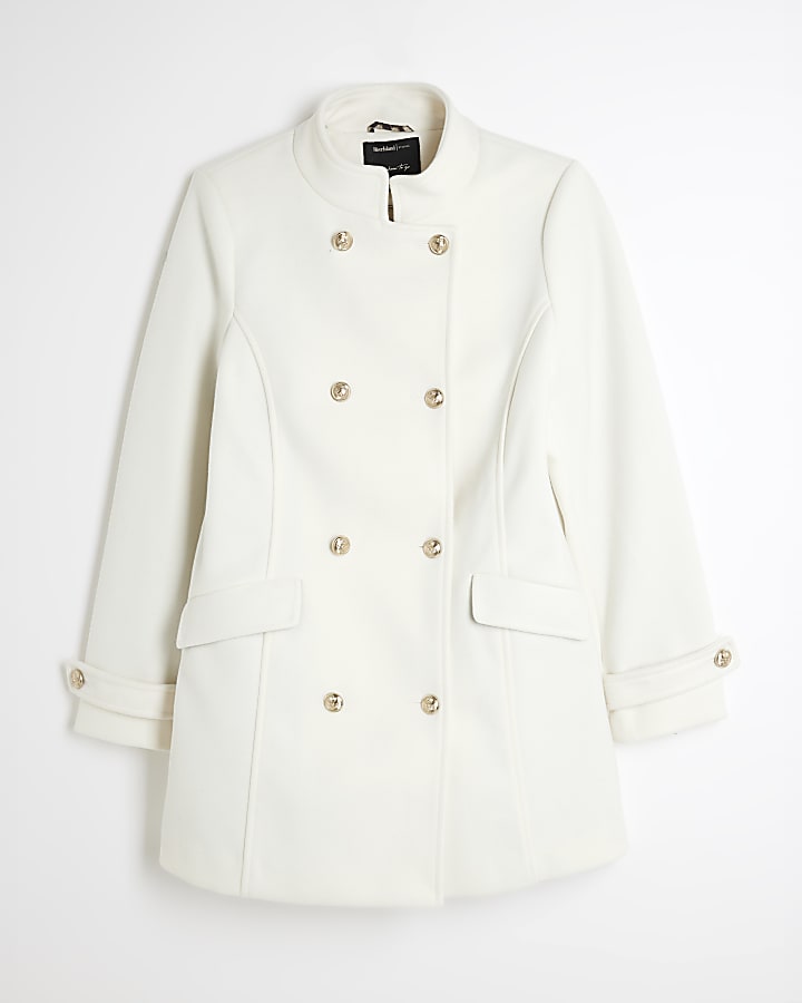 Cream Military Button Coat