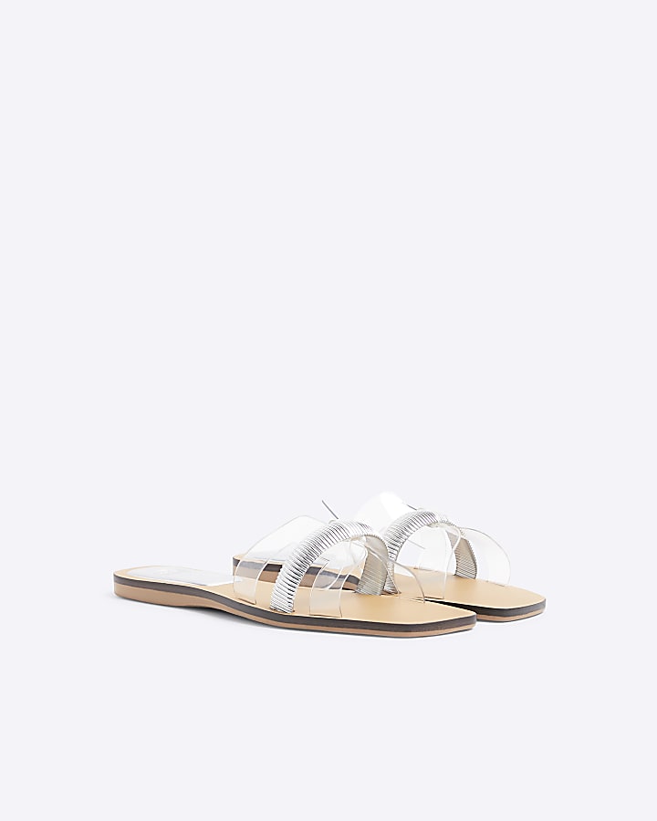 Silver Perspex Cut Out Sandals