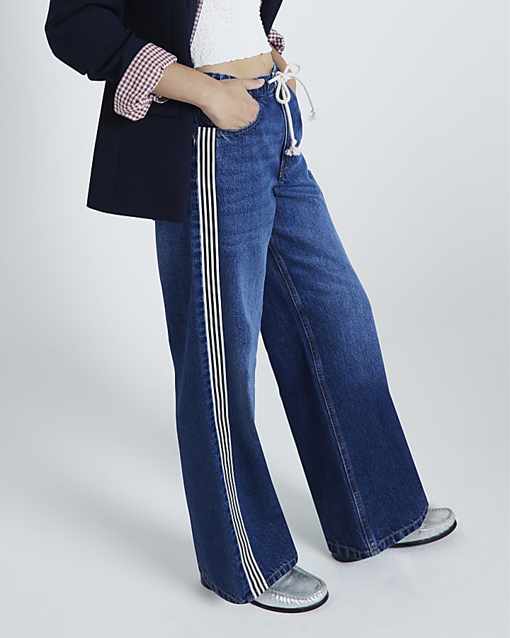 Blue Denim Elastic Waist Trousers