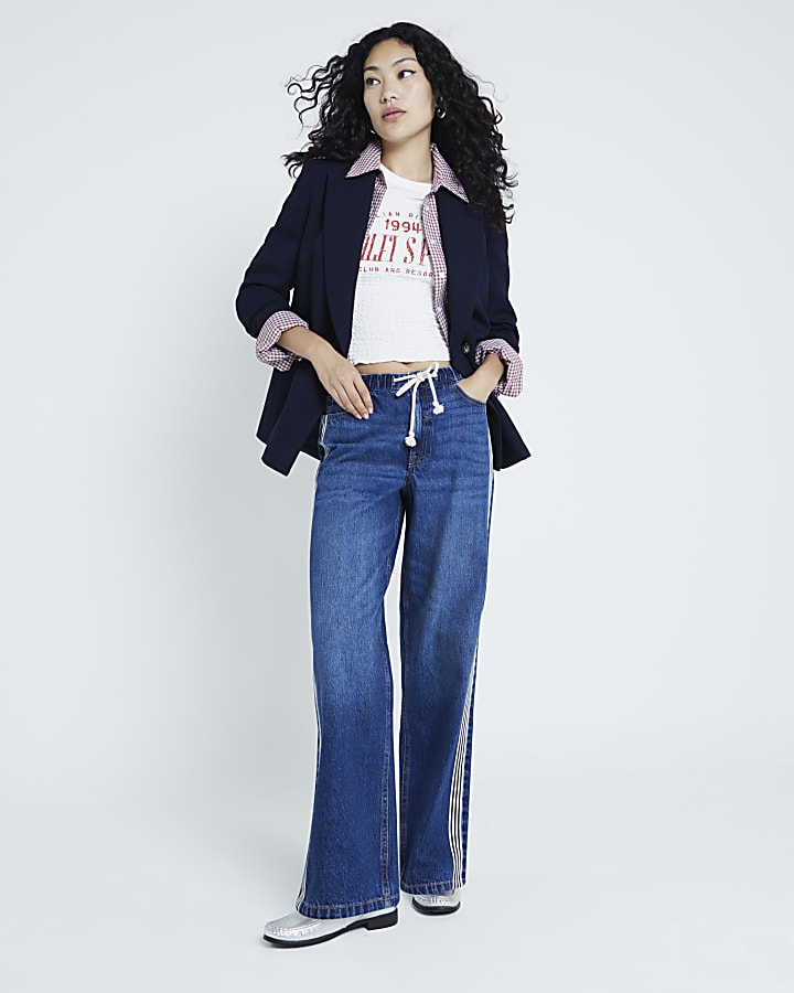 Blue Denim Elastic Waist Trousers