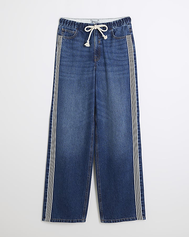 Blue Denim Elastic Waist Trousers