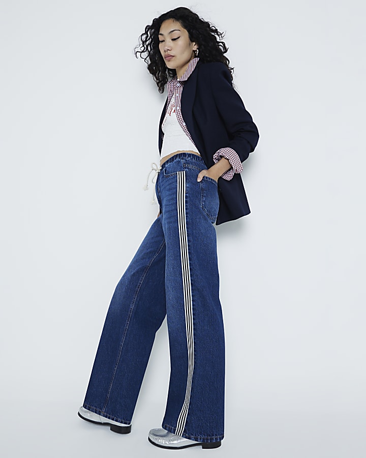 Blue Denim Elastic Waist Trousers