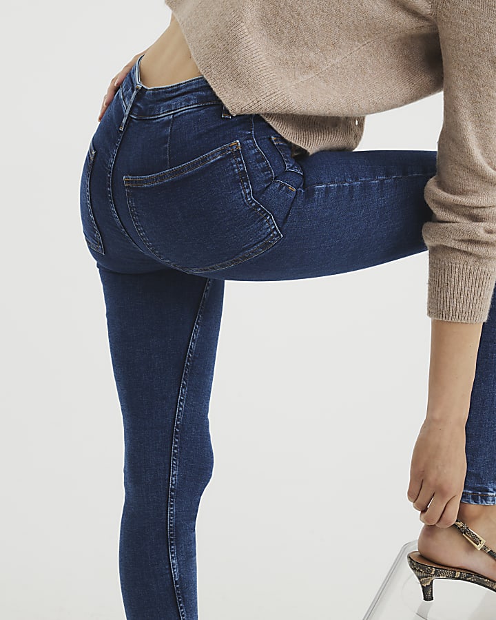 Blue High Rise Pocket Super Skinny Jeans