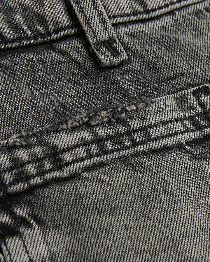 Petite Grey High Waisted Wide Leg Jeans