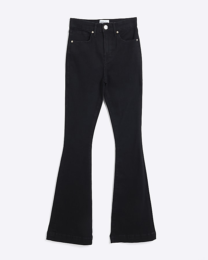 Black High Waisted Tummy Hold Flared Jeans