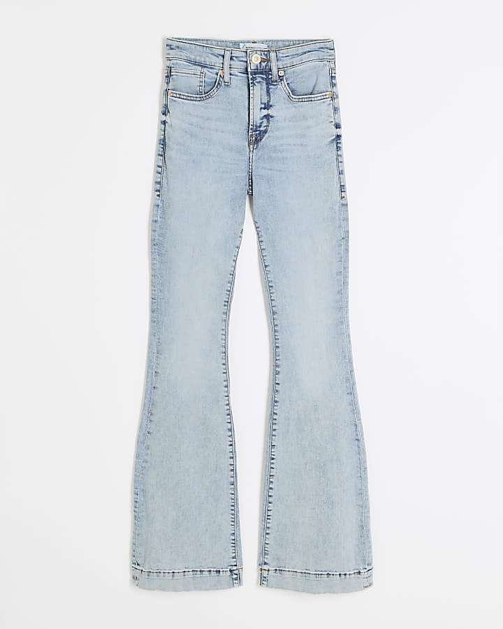 Light Blue High Rise Tummy Hold Flare Jeans