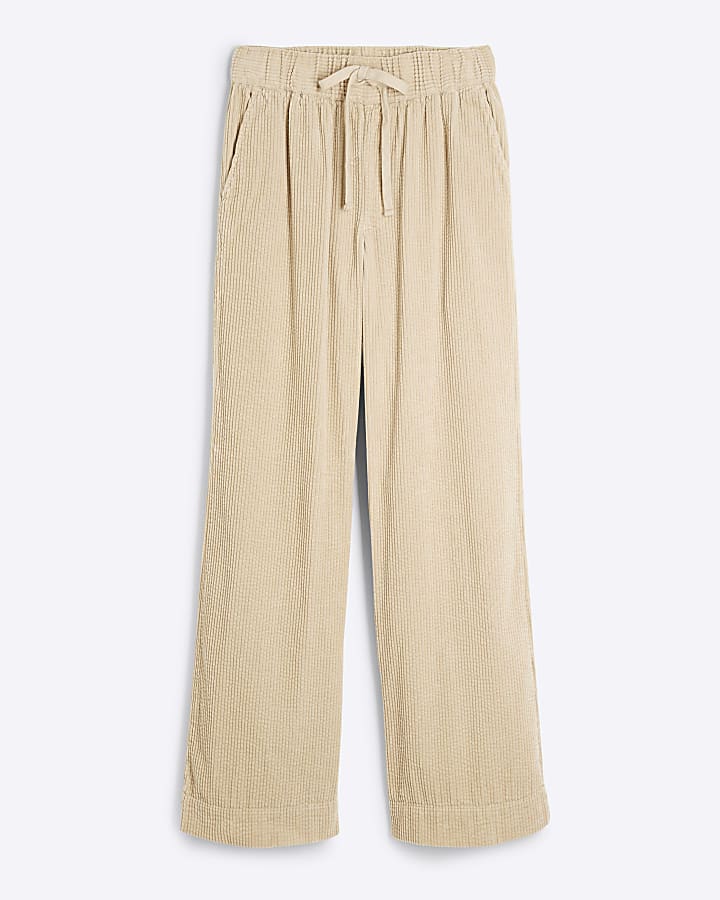 Beige Corduroy Pull On Trousers