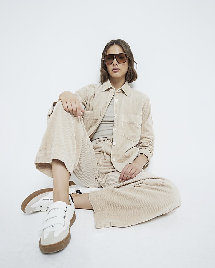 Beige Corduroy Pull On Trousers