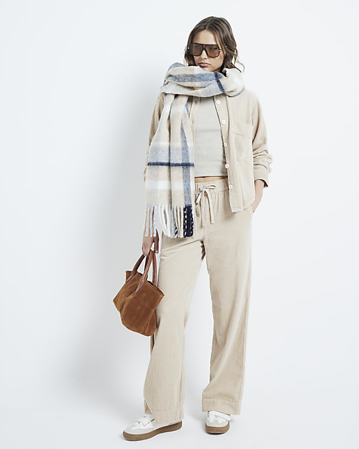 Beige Corduroy Pull On Trousers