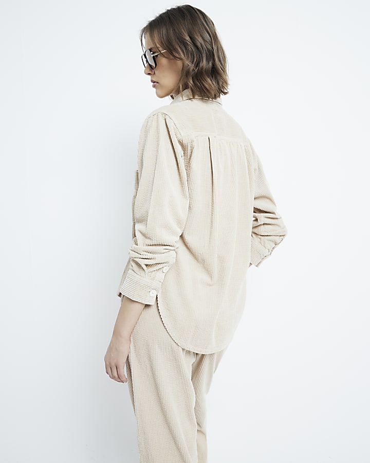 Beige Relaxed Corduroy Shirt